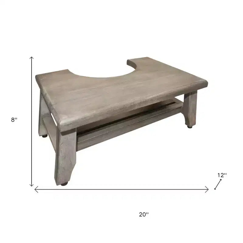 HomeRoots 8 Tabouret de toilettes de salle de bain en teck massif gris
