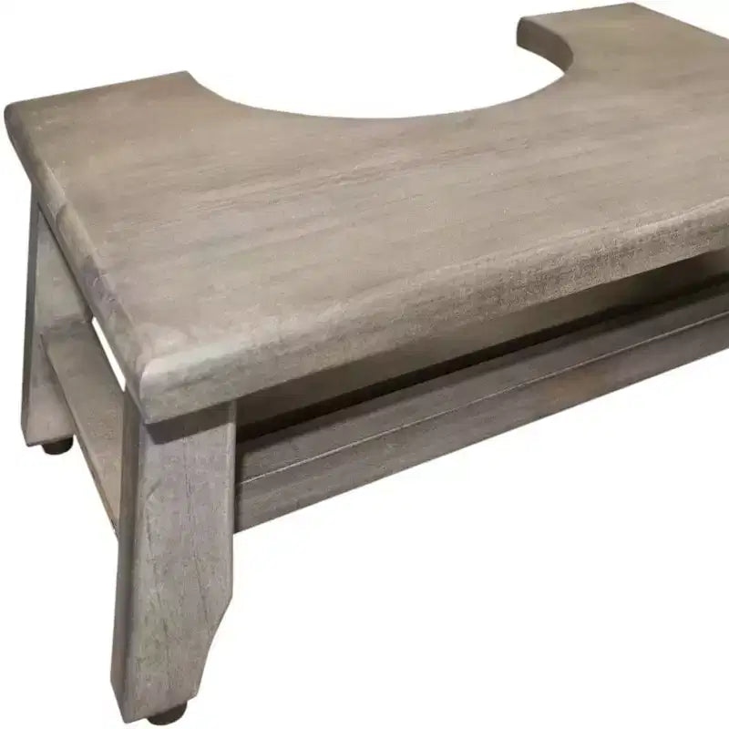 HomeRoots 8 Tabouret de toilettes de salle de bain en teck massif gris