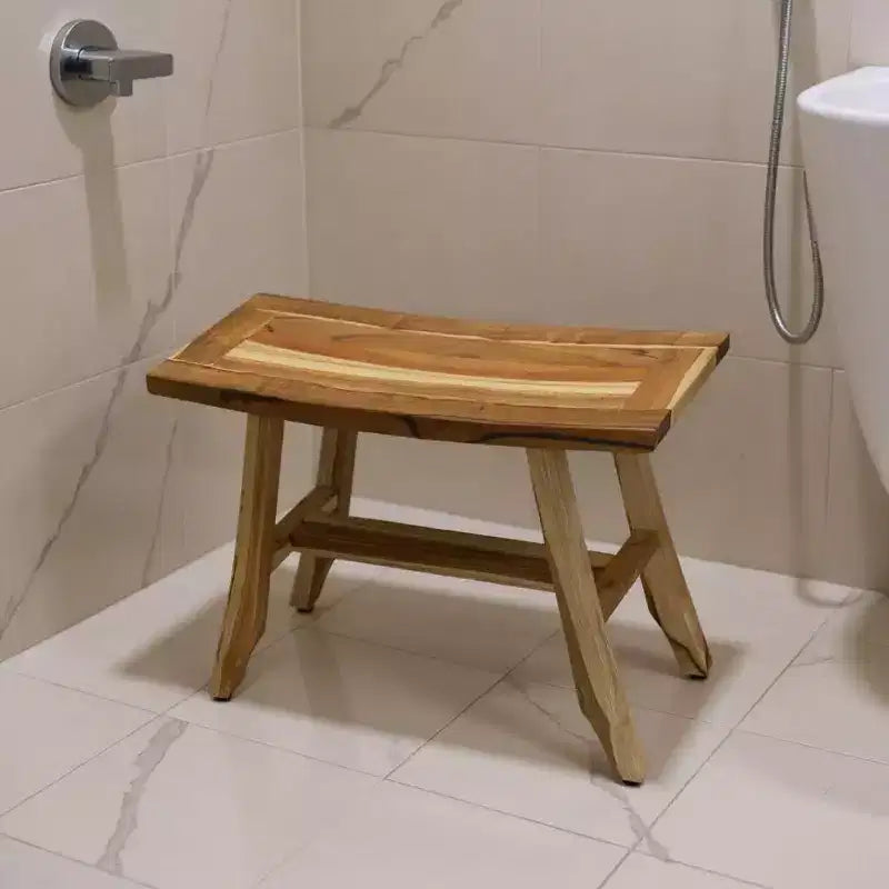 HomeRoots Banc de douche rectangulaire en teck brun 24
