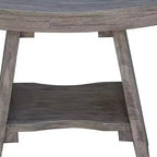 HomeRoots Banc de douche rectangulaire en bois massif gris 18 po avec tablette