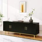 Meuble TV cannelé Dyonery 70, meuble de divertissement avec étagère de rangement réglable, console TV moderne pour salon et chambre à coucher, blanc