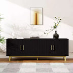 Meuble TV cannelé Dyonery 70, meuble de divertissement avec étagère de rangement réglable, console TV moderne pour salon et chambre à coucher, blanc
