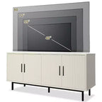 Meuble TV cannelé Dyonery 70, meuble de divertissement avec étagère de rangement réglable, console TV moderne pour salon et chambre à coucher, blanc