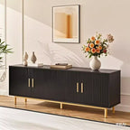 Meuble TV cannelé Dyonery 70, meuble de divertissement avec étagère de rangement réglable, console TV moderne pour salon et chambre à coucher, blanc