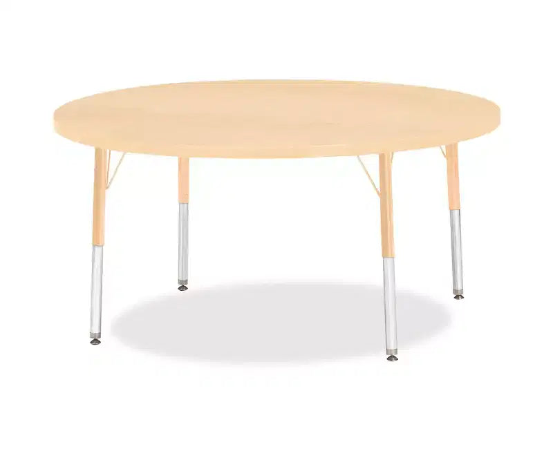 Table ronde Jonti-Craft Berries avec plateau/bord en érable, hauteur élémentaire, 122 x 122 cm, beige