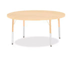 Table ronde Jonti-Craft Berries avec plateau/bord en érable, hauteur élémentaire, 122 x 122 cm, beige