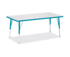 Table rectangulaire Jonti-Craft Berries avec bord coloré, hauteur enfant, 76 x 152 cm, bleue