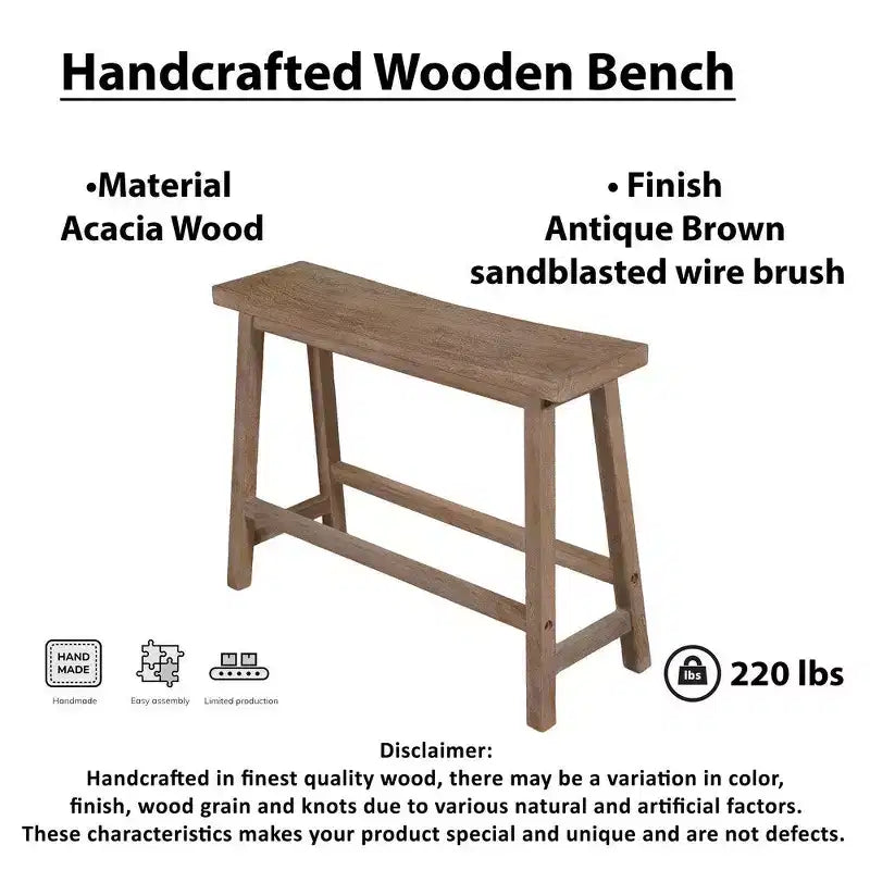 Banc de selle Royal Hampton 33 pouces avec cadre incliné, en bois d'acacia sablé