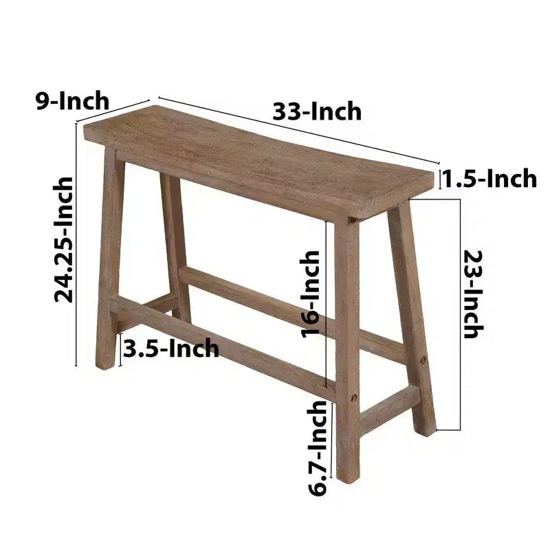 Banc de selle Royal Hampton 33 pouces avec cadre incliné, en bois d'acacia sablé