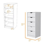 Commode Verticale Moderne Okak à 5 Tiroirs, Commode Haute en Bois pour Chambre, Salon, Entrée