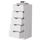 Commode Verticale Moderne Okak à 5 Tiroirs, Commode Haute en Bois pour Chambre, Salon, Entrée