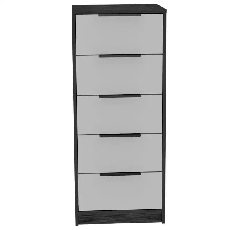 Commode Verticale Moderne Okak à 5 Tiroirs, Commode Haute en Bois pour Chambre, Salon, Entrée