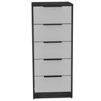 Commode Verticale Moderne Okak à 5 Tiroirs, Commode Haute en Bois pour Chambre, Salon, Entrée