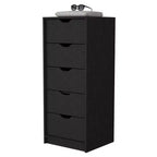 Commode Verticale Moderne Okak à 5 Tiroirs, Commode Haute en Bois pour Chambre, Salon, Entrée