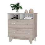 Commode double Okak Modern à 6 tiroirs, armoire de rangement de 80,5 cm de haut avec glissières en métal et base surélevée, commode de chambre pour l'organisation des vêtements