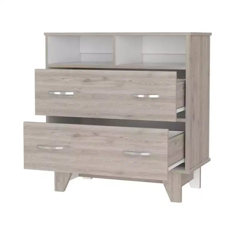Commode double Okak Modern à 6 tiroirs, armoire de rangement de 80,5 cm de haut avec glissières en métal et base surélevée, commode de chambre pour l'organisation des vêtements
