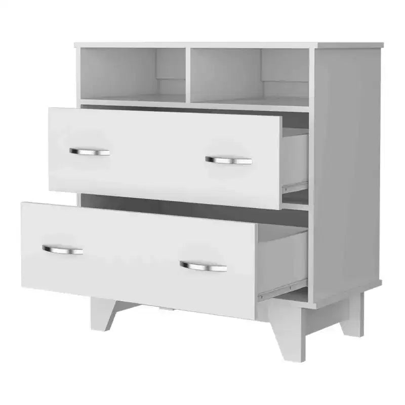 Commode double Okak Modern à 6 tiroirs, armoire de rangement de 80,5 cm de haut avec glissières en métal et base surélevée, commode de chambre pour l'organisation des vêtements