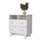Commode double Okak Modern à 6 tiroirs, armoire de rangement de 80,5 cm de haut avec glissières en métal et base surélevée, commode de chambre pour l'organisation des vêtements