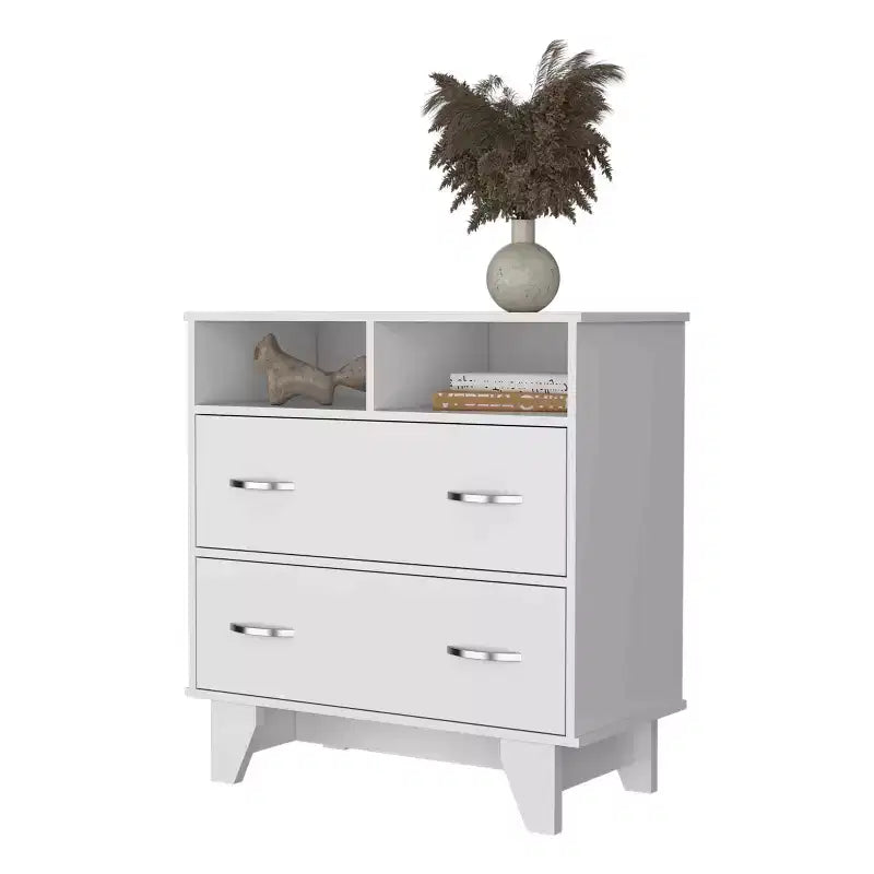 Commode double Okak Modern à 6 tiroirs, armoire de rangement de 80,5 cm de haut avec glissières en métal et base surélevée, commode de chambre pour l'organisation des vêtements