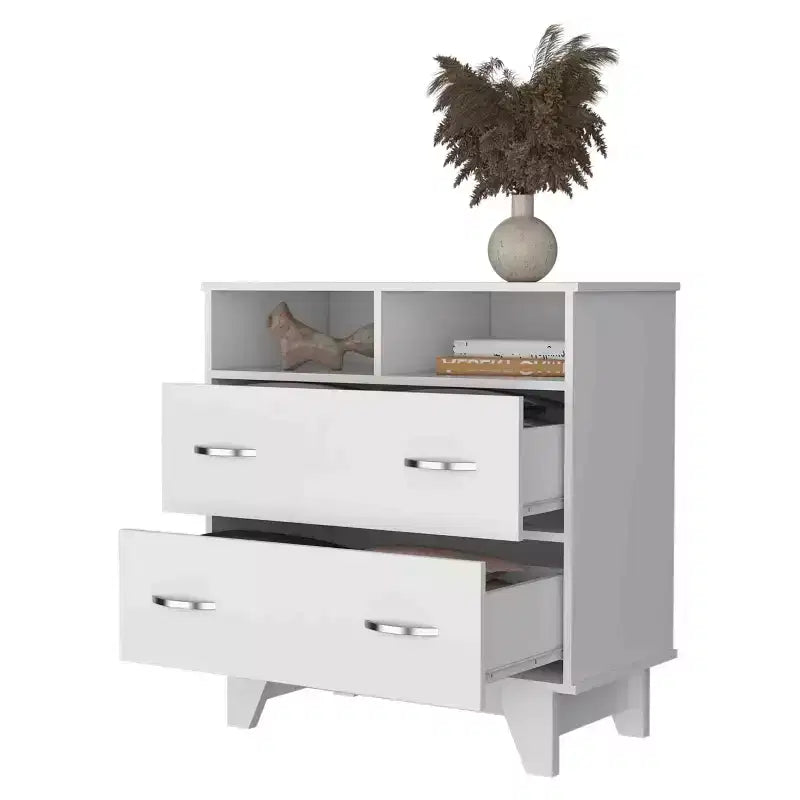 Commode double Okak Modern à 6 tiroirs, armoire de rangement de 80,5 cm de haut avec glissières en métal et base surélevée, commode de chambre pour l'organisation des vêtements