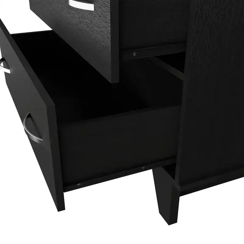 Commode double Okak Modern à 6 tiroirs, armoire de rangement de 80,5 cm de haut avec glissières en métal et base surélevée, commode de chambre pour l'organisation des vêtements