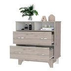 Commode double Okak Modern à 6 tiroirs, armoire de rangement de 80,5 cm de haut avec glissières en métal et base surélevée, commode de chambre pour l'organisation des vêtements