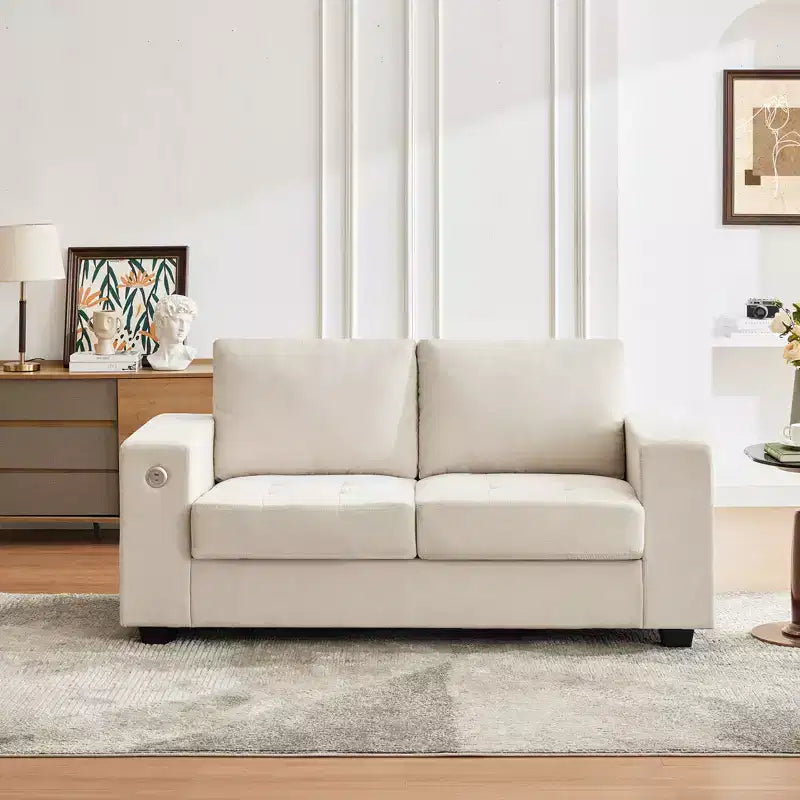 Canapé Loveseat 70 en chenille, canapés confortables pour salon, ports de charge USB et housses amovibles, capitonné, canapé moderne