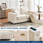 Canapé Loveseat 70 en chenille, canapés confortables pour salon, ports de charge USB et housses amovibles, capitonné, canapé moderne