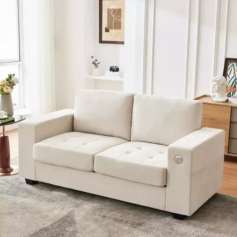 Canapé Loveseat 70 en chenille, canapés confortables pour salon, ports de charge USB et housses amovibles, capitonné, canapé moderne