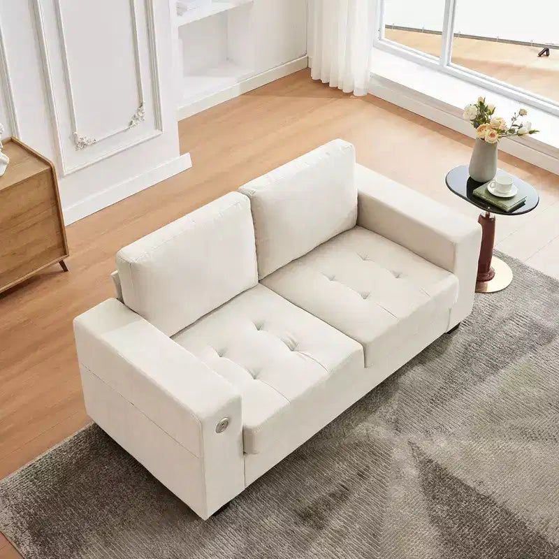 Canapé Loveseat 70 en chenille, canapés confortables pour salon, ports de charge USB et housses amovibles, capitonné, canapé moderne