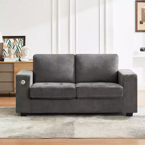 Canapé Loveseat 70 en chenille, canapés confortables pour salon, ports de charge USB et housses amovibles, capitonné, canapé moderne