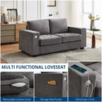 Canapé Loveseat 70 en chenille, canapés confortables pour salon, ports de charge USB et housses amovibles, capitonné, canapé moderne