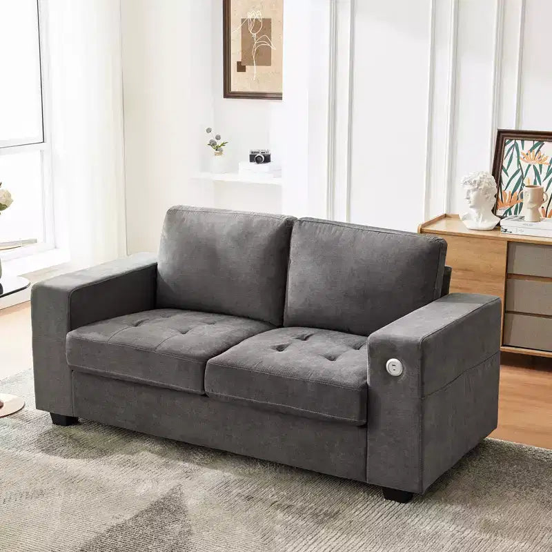 Canapé Loveseat 70 en chenille, canapés confortables pour salon, ports de charge USB et housses amovibles, capitonné, canapé moderne