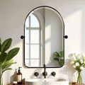 MAYEERTY 31.50x23.62x1.57in Wrought Iron Rounded Arch Black Metal Hanging Mirror