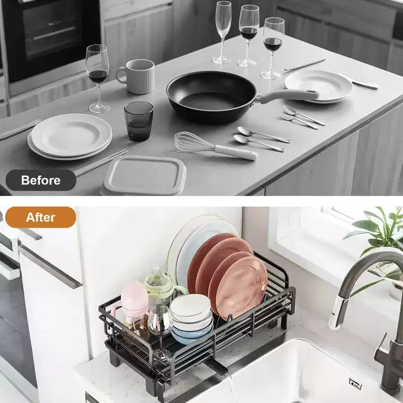 GustoWave Support égouttoir compact pour lave-vaisselle, Support égouttoir pour cuisine, 42x30.6x15.7cm