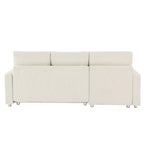 Canapé-lit convertible d'angle Okak 90, avec couchage escamotable, rangement et housses en velours côtelé amovibles pour salon.