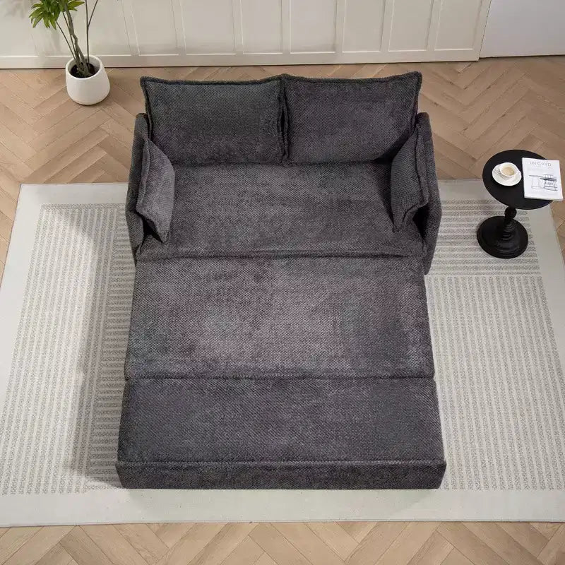 Canapé-lit convertible en velours côtelé Okak Comfy avec rangement latéral et ports de charge USB/C-TYPE pour salon