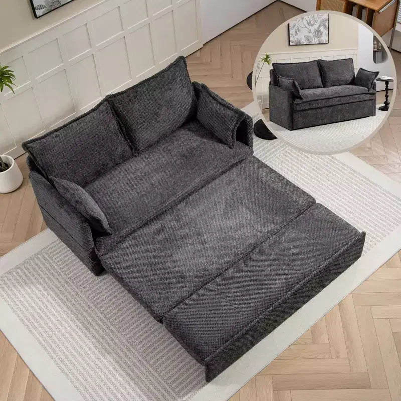 Canapé-lit convertible en velours côtelé Okak Comfy avec rangement latéral et ports de charge USB/C-TYPE pour salon