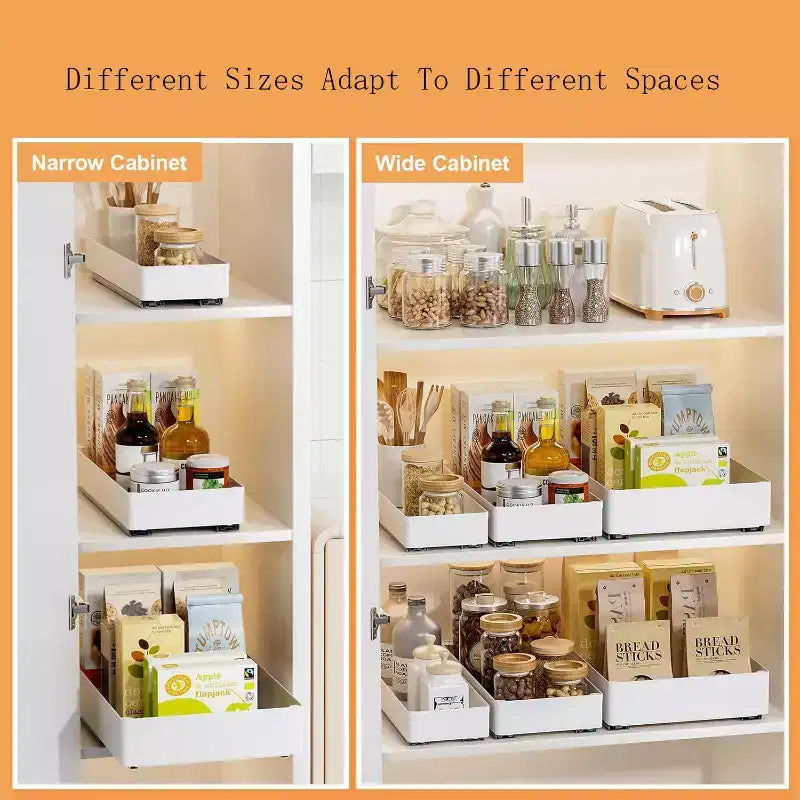 Organisateur d'armoires coulissant, Tiroirs de rangement coulissants pour cuisine, Étagère coulissante pour armoire de cuisine, garde-manger, salle de bain