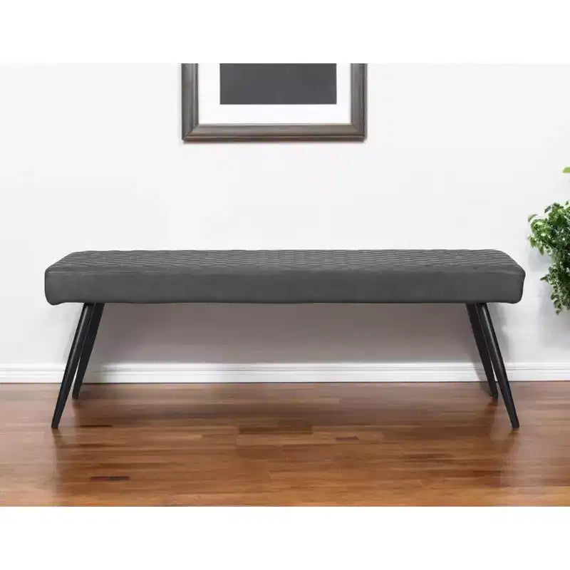 Banc de salle à manger HomeRoots 54 po en similicuir gris foncé et noir