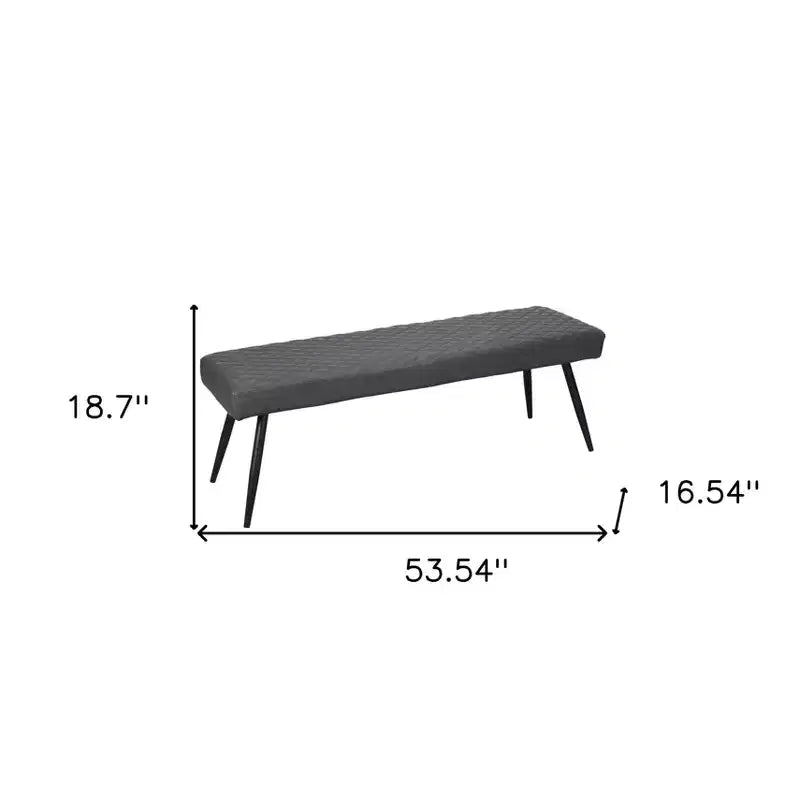 Banc de salle à manger HomeRoots 54 po en similicuir gris foncé et noir