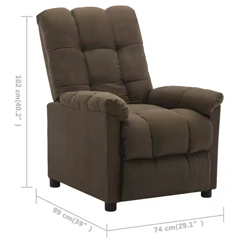 vidaXL Fauteuil inclinable en tissu marron moderne - Grand confort et dossier et repose-pieds réglables, rembourrage épais, revêtement durable avec poches latérales