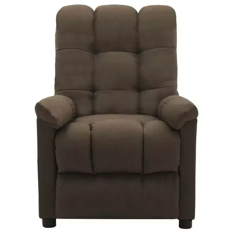 vidaXL Fauteuil inclinable en tissu marron moderne - Grand confort et dossier et repose-pieds réglables, rembourrage épais, revêtement durable avec poches latérales