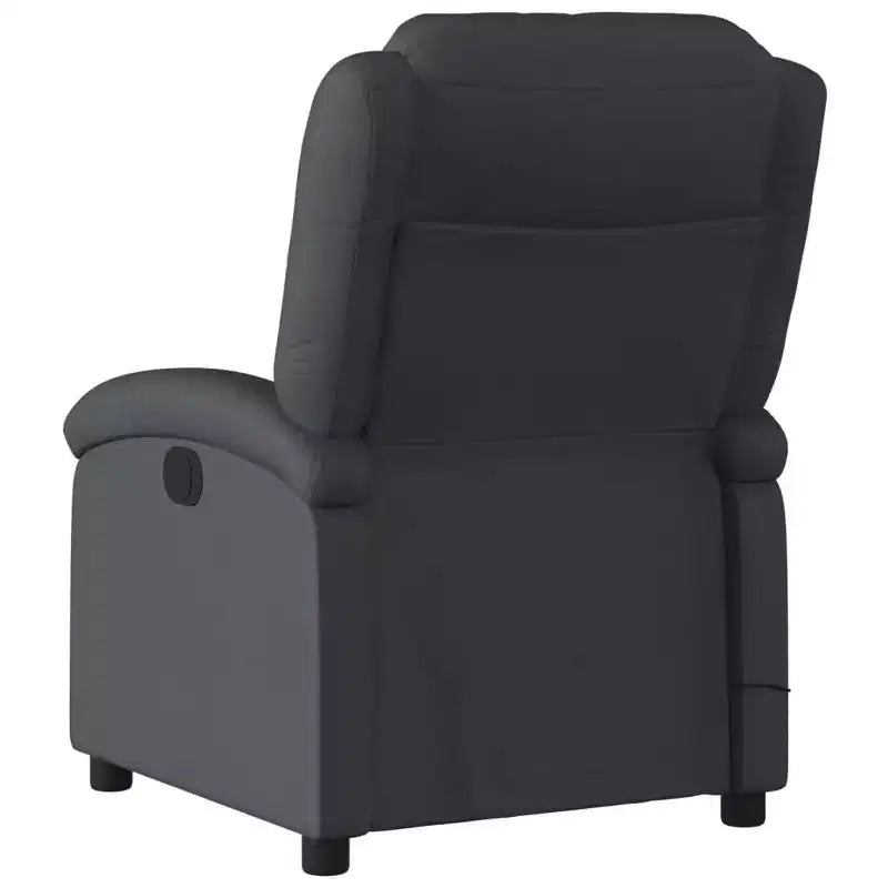 vidaXL Fauteuil de massage inclinable en cuir véritable noir - Inclinaison manuelle, fonction de vibration, poche latérale, cadre robuste