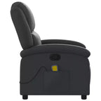 vidaXL Fauteuil de massage inclinable en cuir véritable noir - Inclinaison manuelle, fonction de vibration, poche latérale, cadre robuste