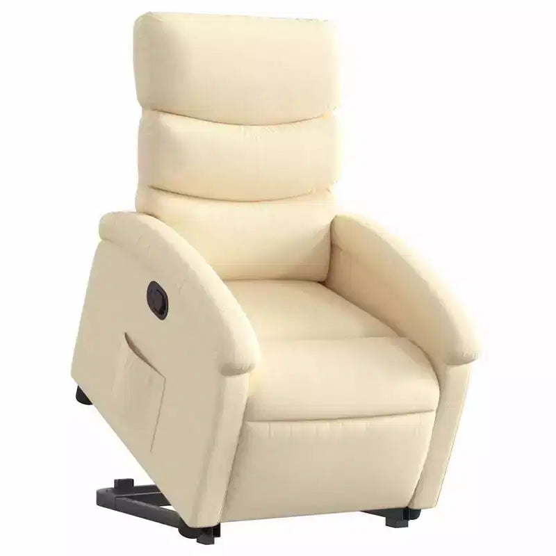 vidaXL Fauteuil inclinable électrique releveur crème – Aide au levage électrique, inclinaison manuelle, fauteuil rembourré en tissu pour personnes âgées, cadre robuste