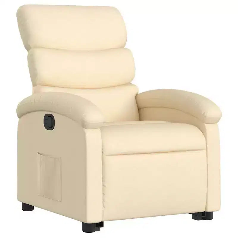 vidaXL Fauteuil inclinable électrique releveur crème – Aide au levage électrique, inclinaison manuelle, fauteuil rembourré en tissu pour personnes âgées, cadre robuste