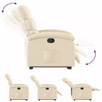 vidaXL Fauteuil inclinable électrique releveur crème – Aide au levage électrique, inclinaison manuelle, fauteuil rembourré en tissu pour personnes âgées, cadre robuste