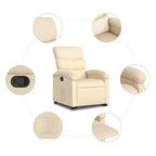 vidaXL Fauteuil inclinable électrique releveur crème – Aide au levage électrique, inclinaison manuelle, fauteuil rembourré en tissu pour personnes âgées, cadre robuste