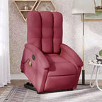 vidaXL Fauteuil de massage inclinable et releveur électrique - Tissu rouge bordeaux, releveur motorisé, inclinable, vibrant, Home Cinéma